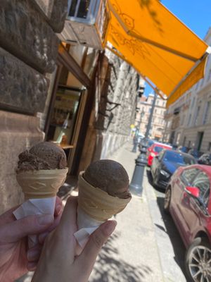 Carob Ice Cream at Napfényes Restaurant & Confectionery in Budapest