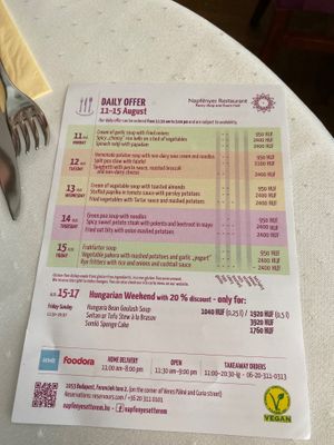  at Napfényes Restaurant & Confectionery in Budapest