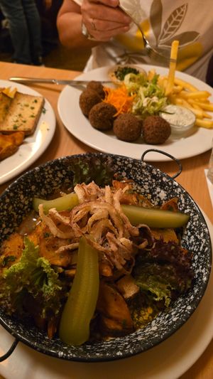 Tofu Stew (very nice, lots of potatoes and onions) at Napfényes Restaurant & Confectionery in Budapest