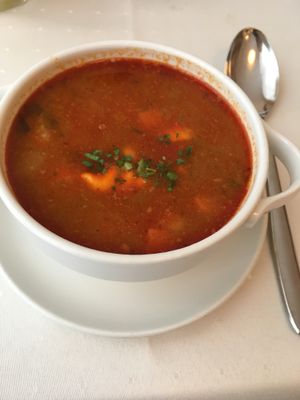 Goulash soup at Napfényes Restaurant & Confectionery in Budapest