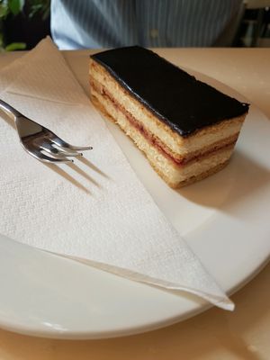 "honey" cake at Napfényes Restaurant & Confectionery in Budapest