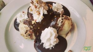 The delicious sponge cake! at Napfényes Restaurant & Confectionery in Budapest