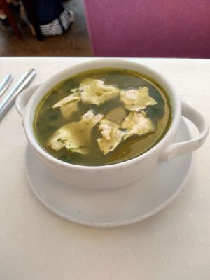 spinach dahl soup at Napfényes Restaurant & Confectionery in Budapest