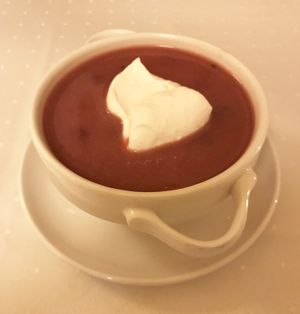 sour cherry soup at Napfényes Restaurant & Confectionery in Budapest
