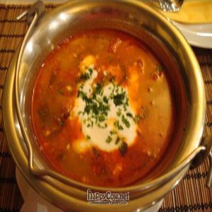 Goulash soup at Napfényes Restaurant & Confectionery in Budapest
