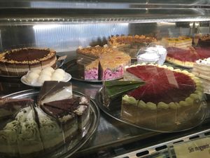 some of the AMAZZZING cakes on offer at Napfenyes at Napfényes Restaurant & Confectionery in Budapest