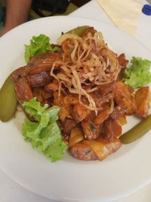 Seitan stew at Napfényes Restaurant & Confectionery in Budapest