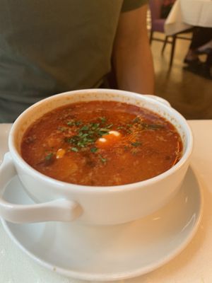 traditional goulash soup at Napfényes Restaurant & Confectionery in Budapest