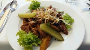Seitan stew at Napfényes Restaurant & Confectionery in Budapest