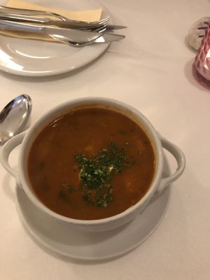 The bean goulash! Couldn’t be happier!! Beautiful meals and portion sizes!  at Napfényes Restaurant & Confectionery in Budapest
