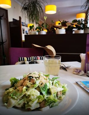 Caesar salad at Napfényes Restaurant & Confectionery in Budapest