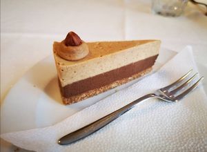 Nuts cheesecake at Napfényes Restaurant & Confectionery in Budapest