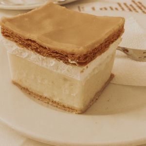 Vegan custard slice at Napfényes Restaurant & Confectionery in Budapest