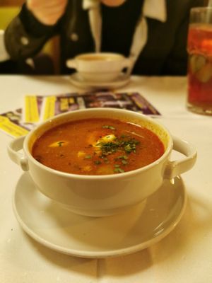 Vegan goulash yum! at Napfényes Restaurant & Confectionery in Budapest