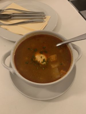 Hungarian Bean Goulash Soup at Napfényes Restaurant & Confectionery in Budapest