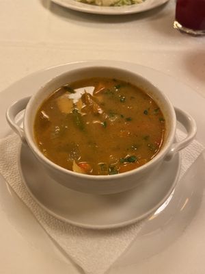 Soup at Napfényes Restaurant & Confectionery in Budapest