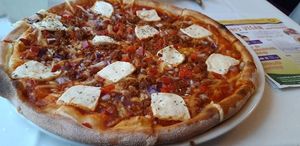 Hungarian pizza 💗 at Napfényes Restaurant & Confectionery in Budapest