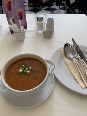 Goulash soup at Napfényes Restaurant & Confectionery in Budapest