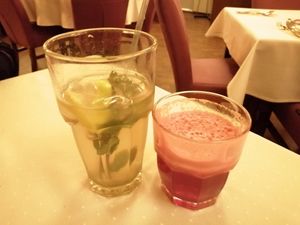 Mojito cocktail and vitamin cocktail. at Napfényes Restaurant & Confectionery in Budapest