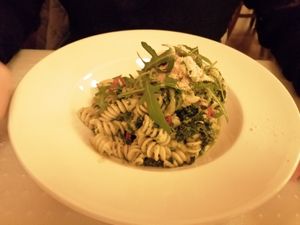 Fusilli pasta. at Napfényes Restaurant & Confectionery in Budapest