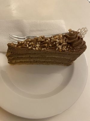 Peanut cake at Napfényes Restaurant & Confectionery in Budapest