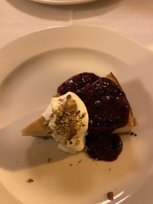 Forest fruits cheesecake at Napfényes Restaurant & Confectionery in Budapest