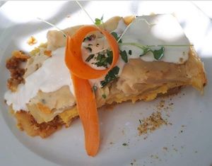 Potato casserole with grain sausage 💯 at Napfényes Restaurant & Confectionery in Budapest