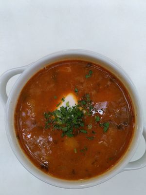 Goulash soup at Napfényes Restaurant & Confectionery in Budapest