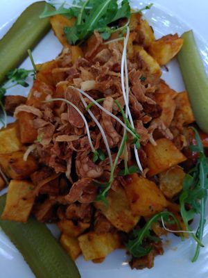 Seitan stew at Napfényes Restaurant & Confectionery in Budapest