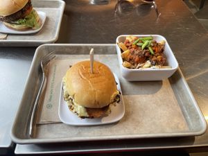 BacUn burger with chilli fries and cheese   at Planetary Burger in Vancouver