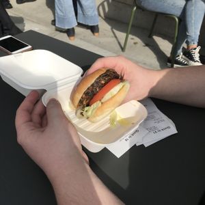Mushroom burger  at Planetary Burger in Vancouver