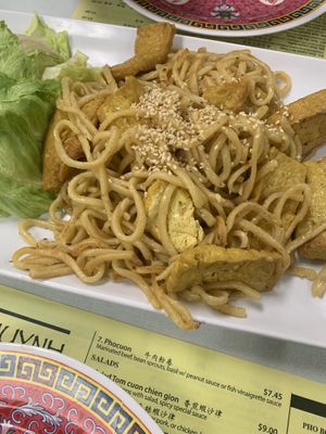 Garlic noodles with tofu - comfort food  at Pho Huynh Sang in San Francisco