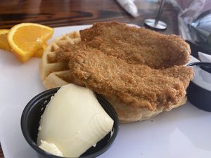 “Chicken” and waffles 🧇  at Souley Vegan in Oakland