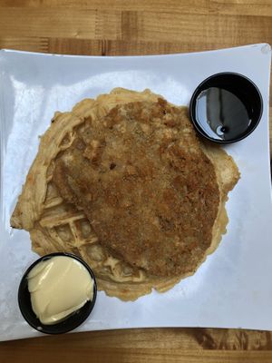 Chik’n & waffle with butter and syrup at Souley Vegan in Oakland