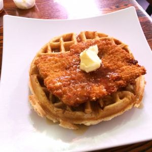 chickn waffles  at Souley Vegan in Oakland