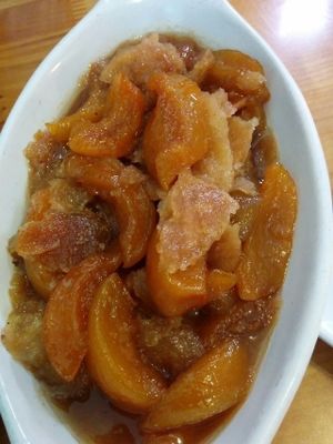 Peach cobbler at Souley Vegan in Oakland