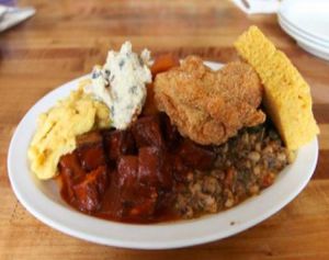 souley everything plate at Souley Vegan in Oakland