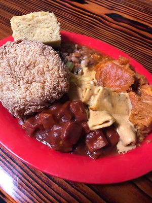 Sample platter at Souley Vegan in Oakland