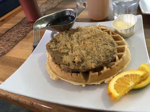 Chicken and waffle
 at Souley Vegan in Oakland