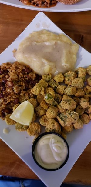 Half of sampler at Souley Vegan in Oakland