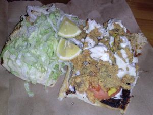 shrimp po'boy at Souley Vegan in Oakland