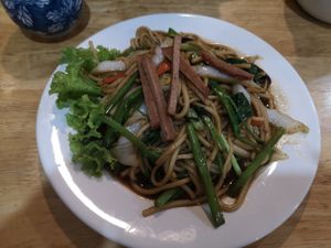 Nutrition fried noodles. Really tasty love the sauce! at Zhu Lin Xuan House in Siem Reap