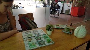 Leftover dishes waiting to be removed from our table. at Zhu Lin Xuan House in Siem Reap