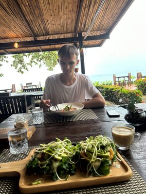 He had gnocchi without Parmesan which is vegan / specified as plant based on the menu  at Alchemy in Koh Samui