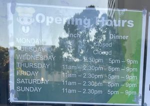 Updated operation hours and days  at Formosa Garden in East Perth