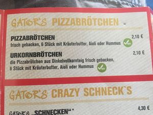menu at Gator's Pizza in Muenster