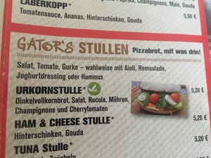 menu at Gator's Pizza in Muenster