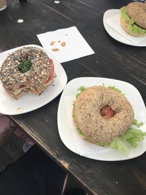Tofu and a humus bagel  at Tribeka in Graz
