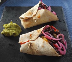 Fajitas veganas at Campomar in San Vicente De La Barquera