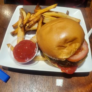 Beyond Burger with Fries at Queen & Rook Game Cafe in Philadelphia